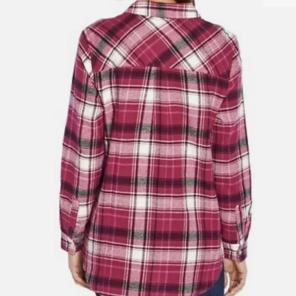 Women's Gap Flannel Boyfriend Shirt Pink Size Small - Picture 4 of 11